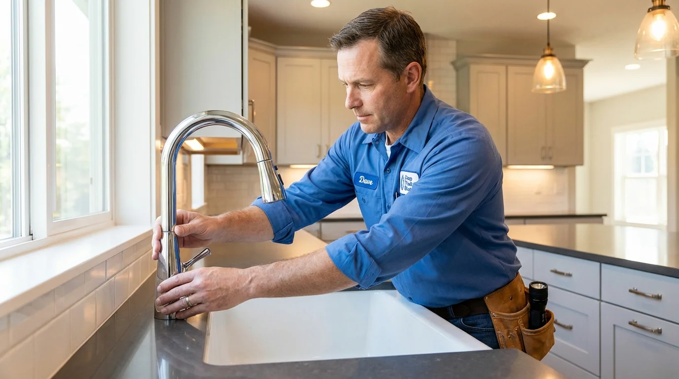 Kitchen faucet installation by Johns Plumbing LLC in Windsor Heights